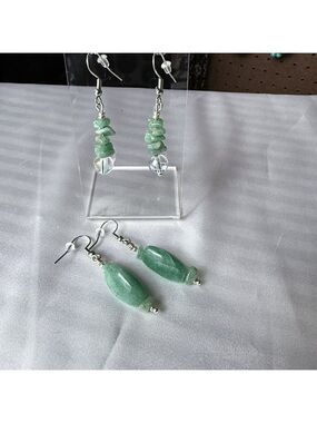 Aventurine Dangle Hook Earrings Natural Stone